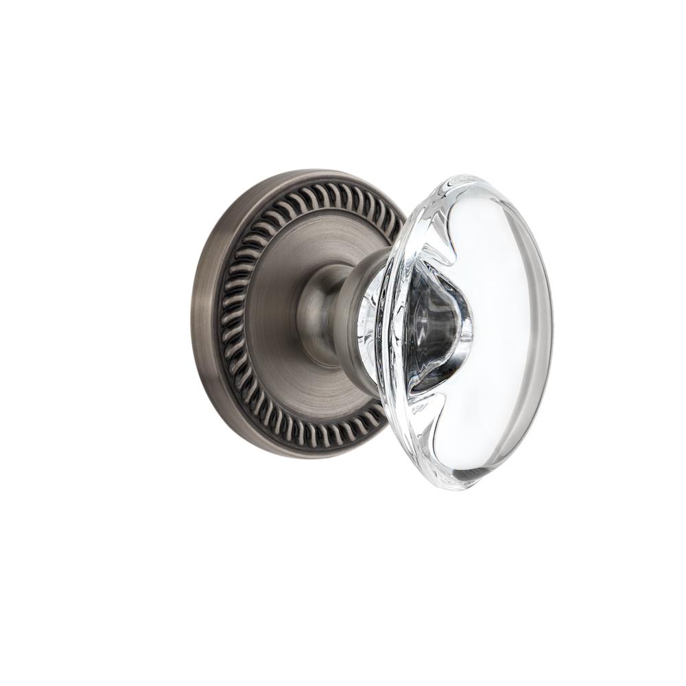 Grandeur by Nostalgic Warehouse NEWPRO Passage Knob - Newport with Provence Crystal Knob in Antique Pewter